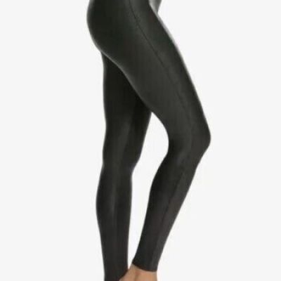 SPANX Women's Small Black Ready to Wow Faux Leather Leggings Style 2437